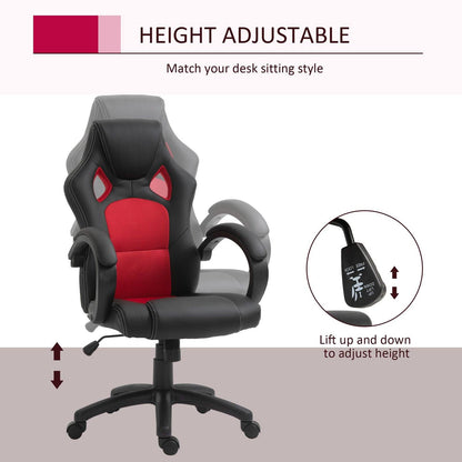High-Back Office Chair Faux Leather Swivel Computer Desk Chair For Home Office With Wheels Armrests Black