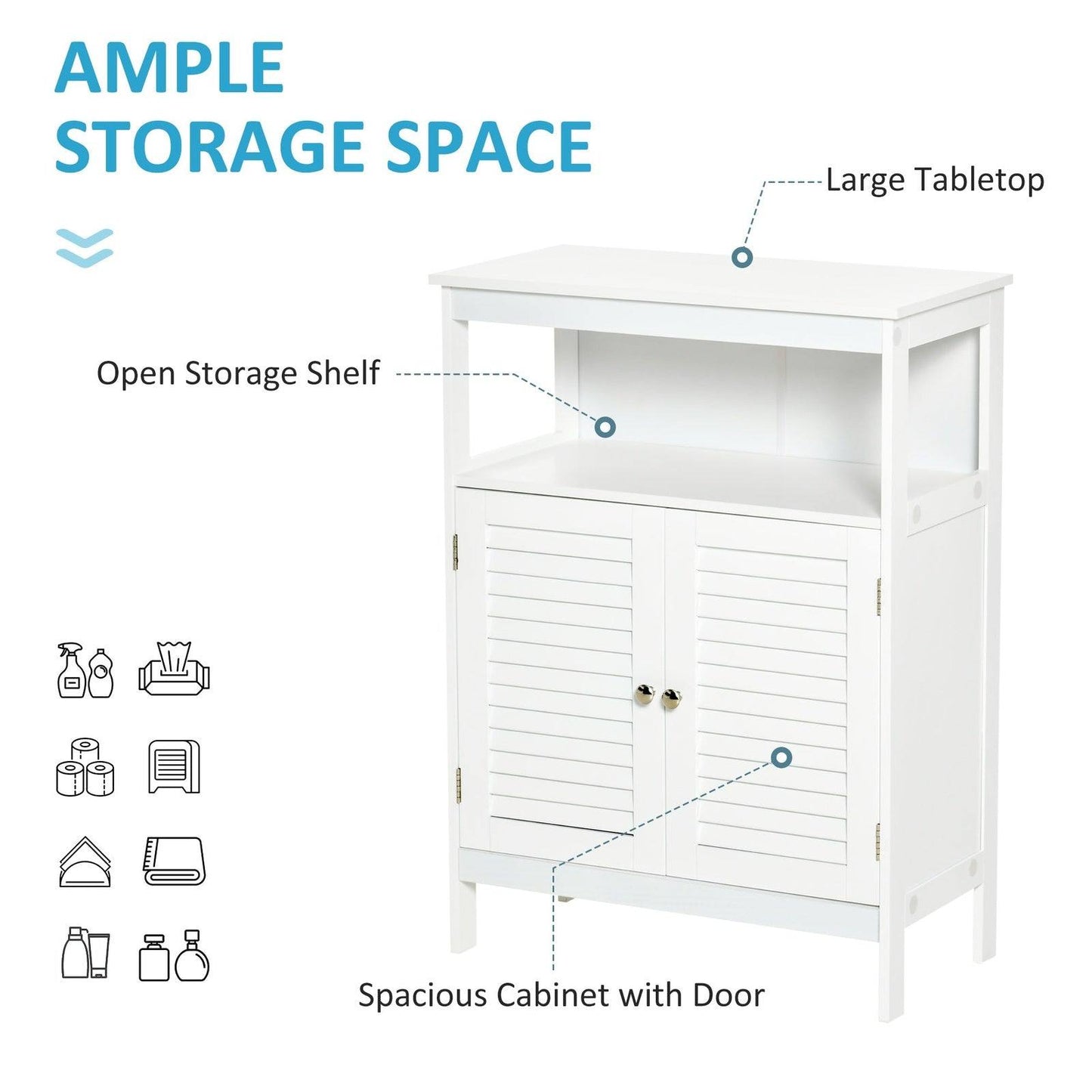 Kleankin Bathroom Storage Unit Cabinet With Open Storage Shelf