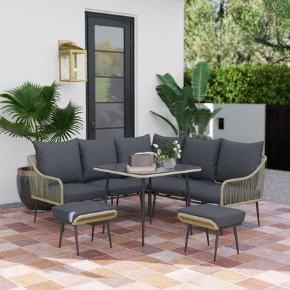 Outsunny 6 Piece Garden Furniture Set Garden Sofa with Cushions