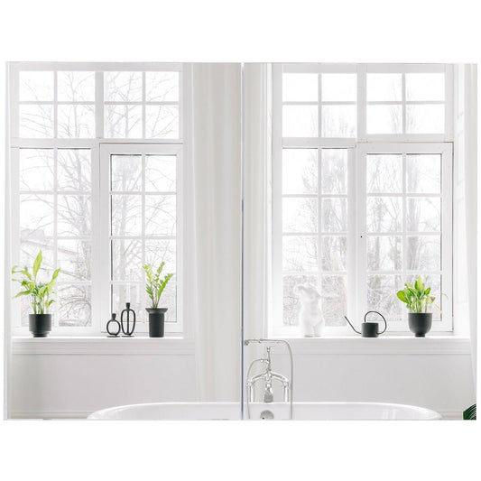Double Door Wall Mounted Glass Mirror Cabinet Modern Storage Unit Bathroom Shelf Organiser Waterproof Wooden Frame 80Wx15Dx60Hcm
