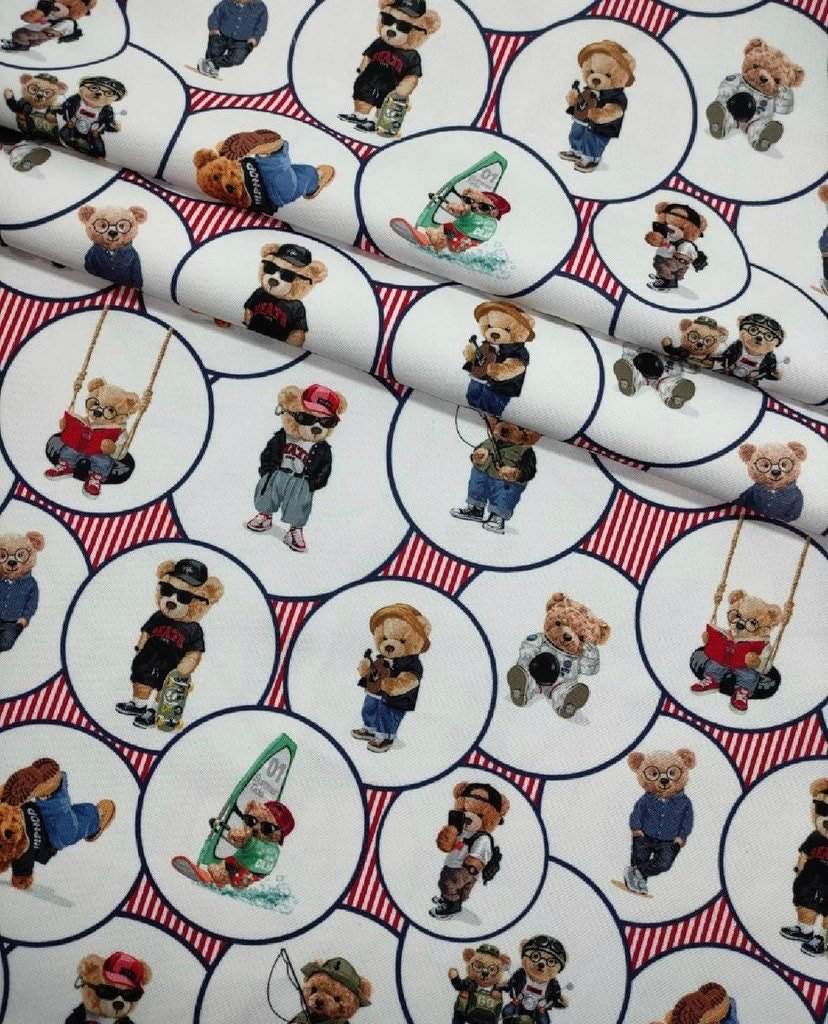 Teddy Bear Pattern Upholstery Fabric - Digital Print Outdoor Fabric for Curtains Pillows Bags – Multiple Fabric Options, Sold by Metre