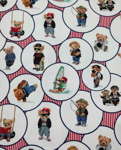 Teddy Bear Pattern Upholstery Fabric - Digital Print Outdoor Fabric for Curtains Pillows Bags – Multiple Fabric Options, Sold by Metre