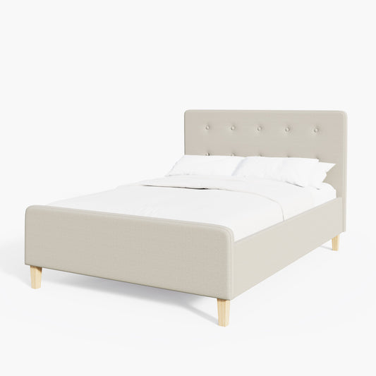 Ashbourne Double Ottoman Bed Wood & Fabric Natural 5 x 7ft