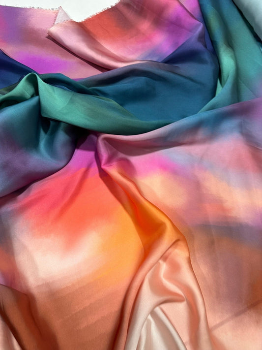 Rainbow Multicolor Satin Fabric