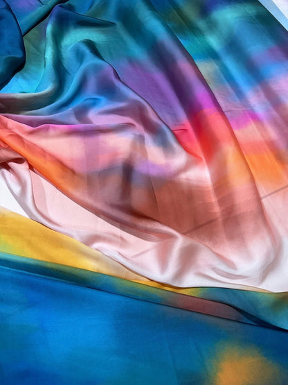 Rainbow Multicolor Satin Fabric