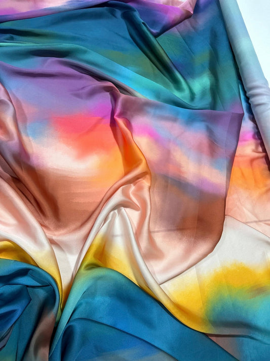Rainbow Multicolor Satin Fabric