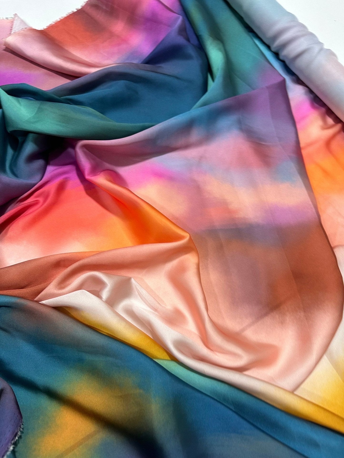 Rainbow Multicolor Satin Fabric