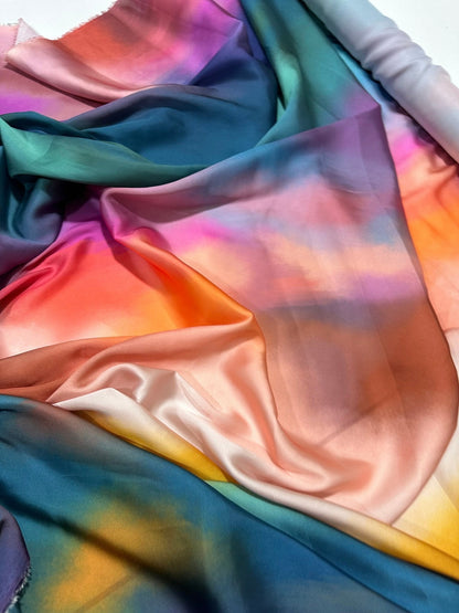 Rainbow Multicolor Satin Fabric