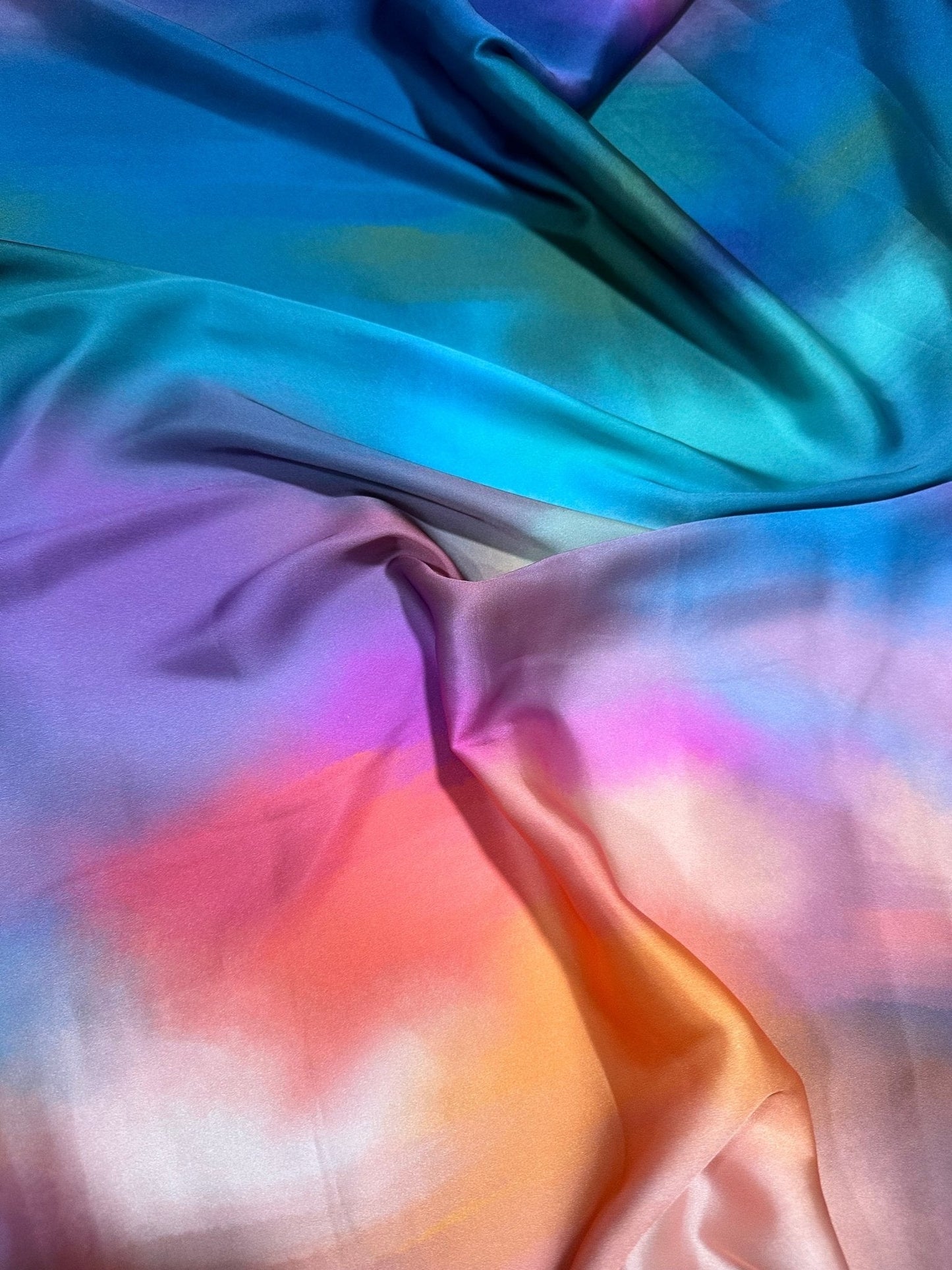 Rainbow Multicolor Satin Fabric