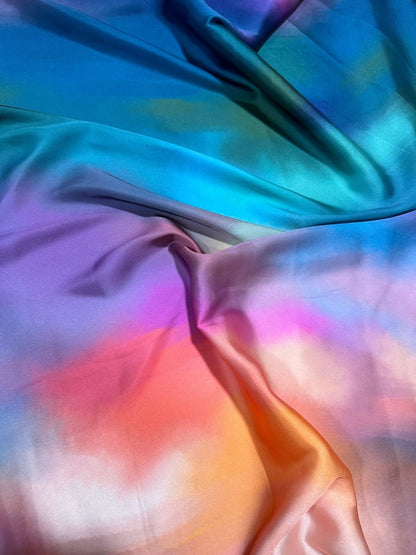 Rainbow Multicolor Satin Fabric