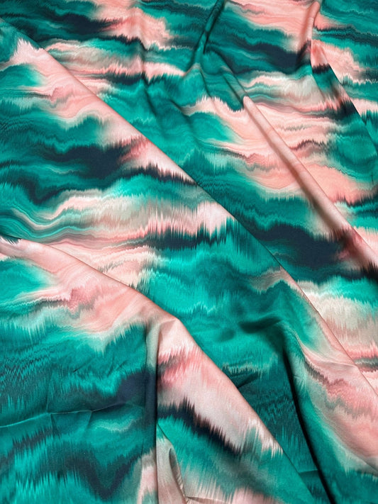 Green and Pink PatternTie Dye Fabric