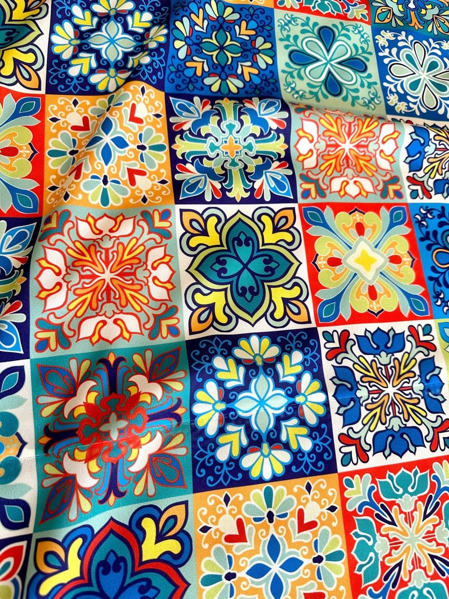 Tile Pattern Fabric – Fabric by Metre, Multiple Options for Sewing & Dressmaking