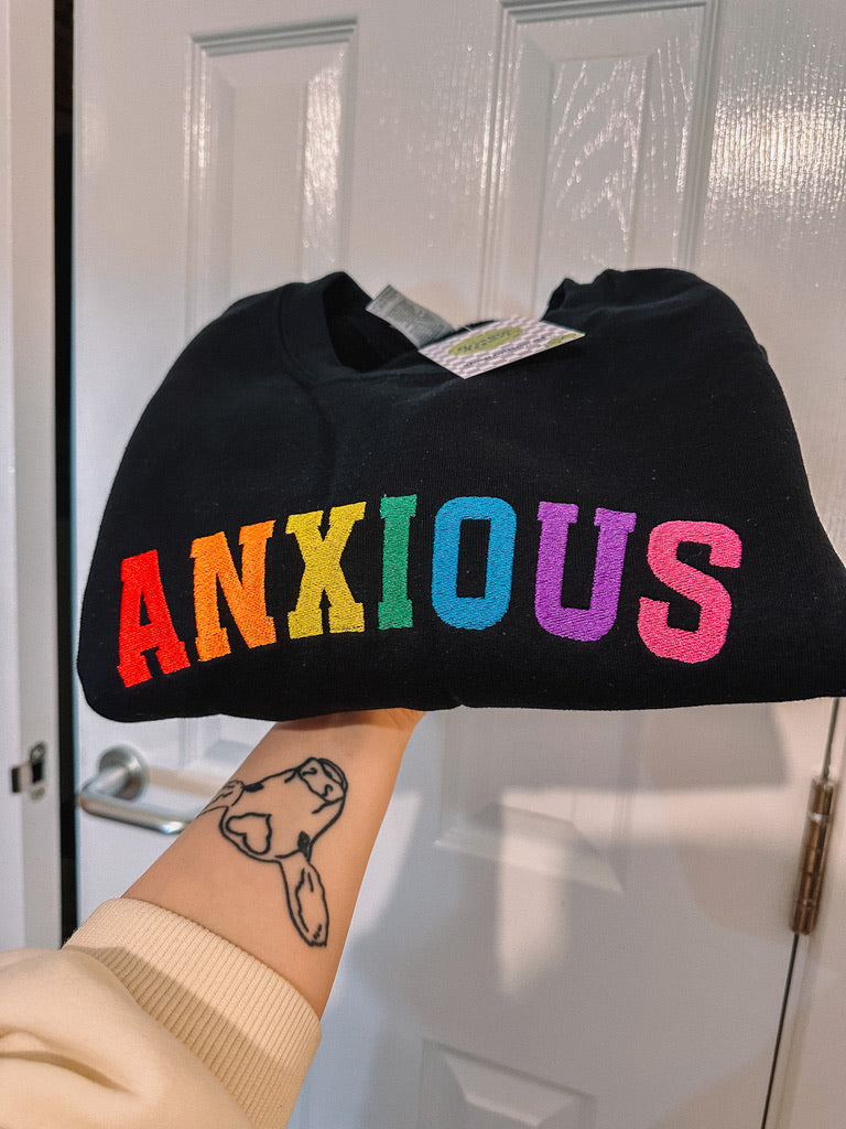 Anxious embroidered crewneck sweatshirt