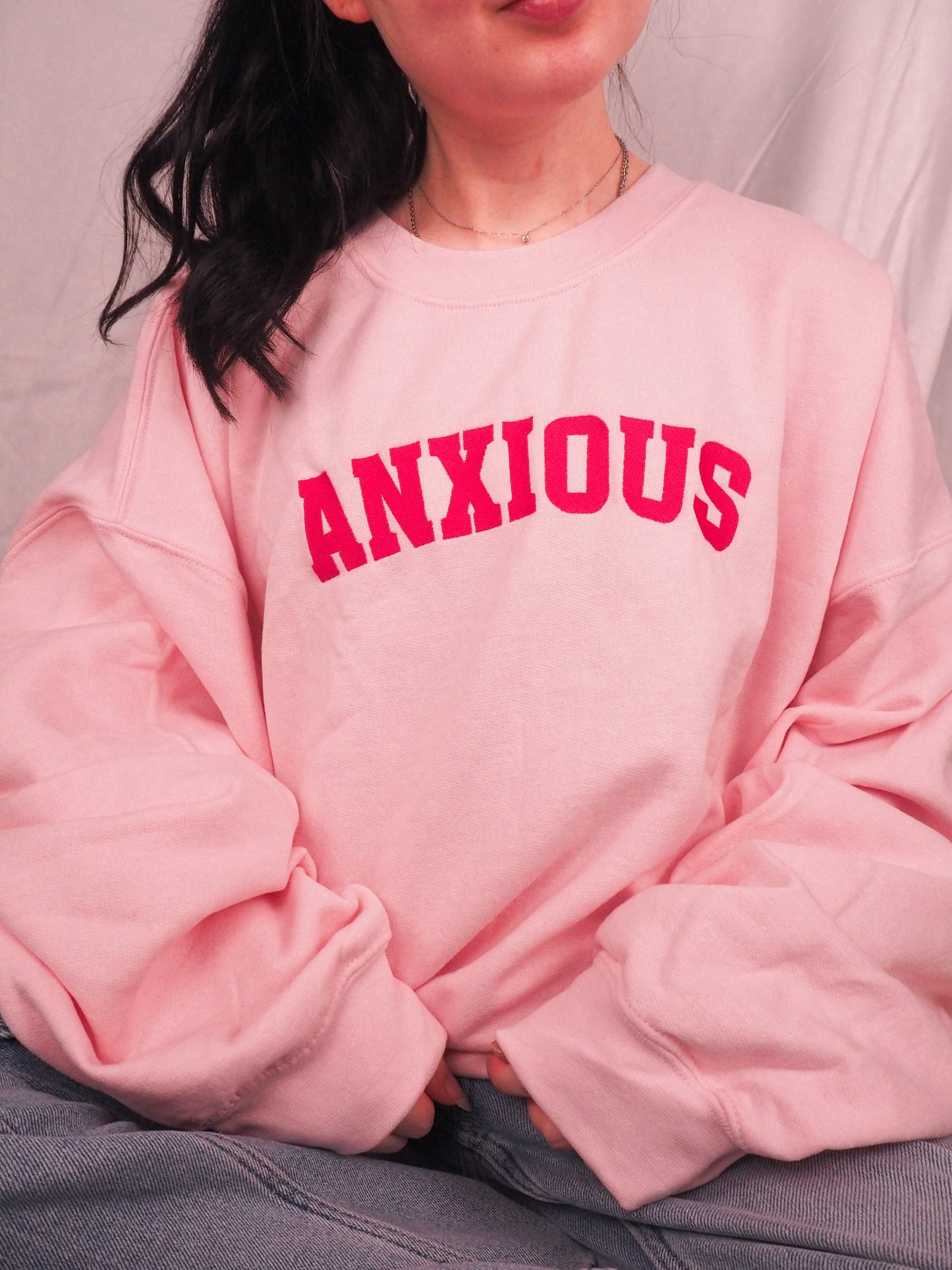 Anxious embroidered crewneck sweatshirt