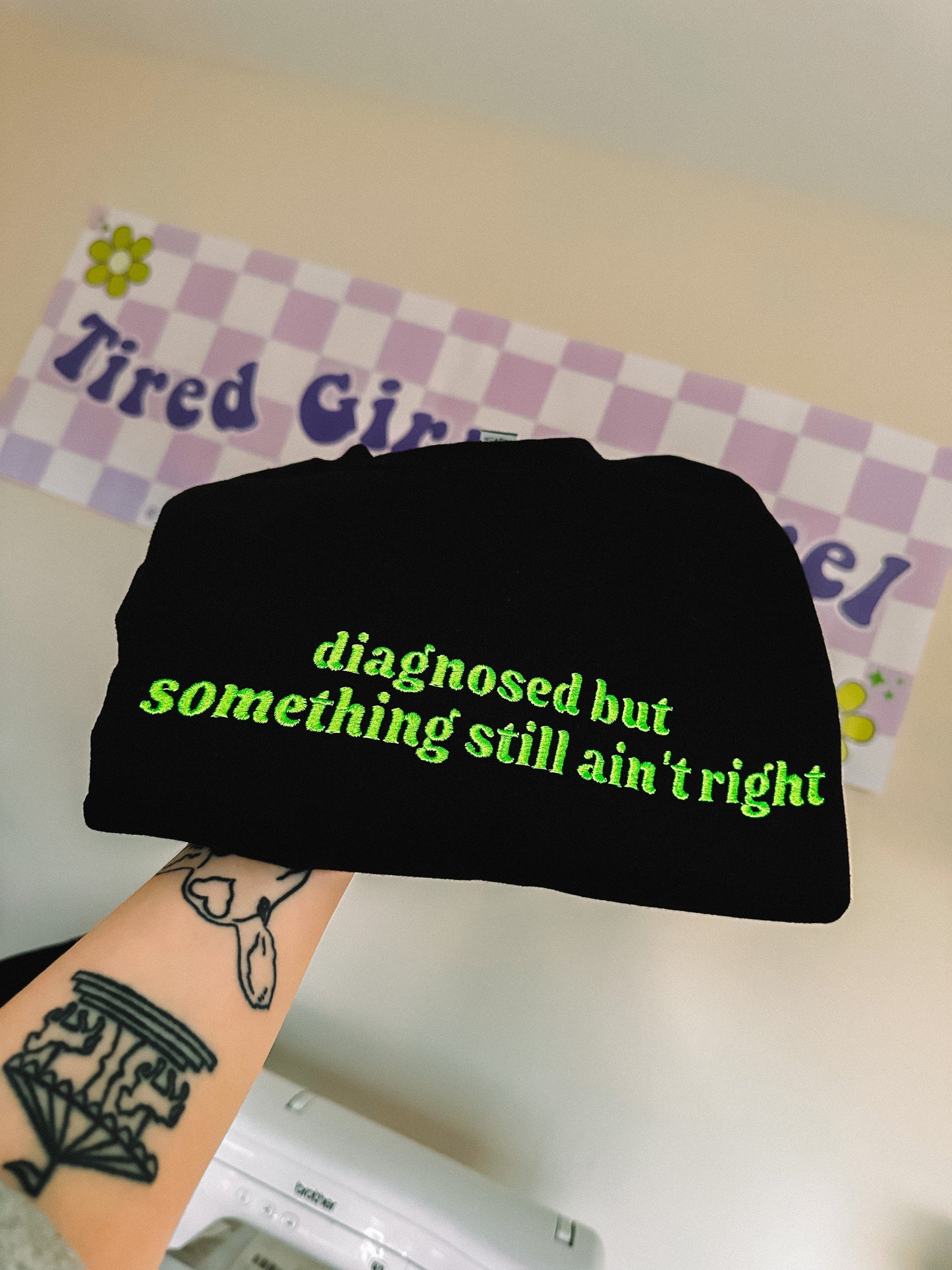 Diagnosed But Something Still Ain’t Right embroidered crewneck sweatshirt