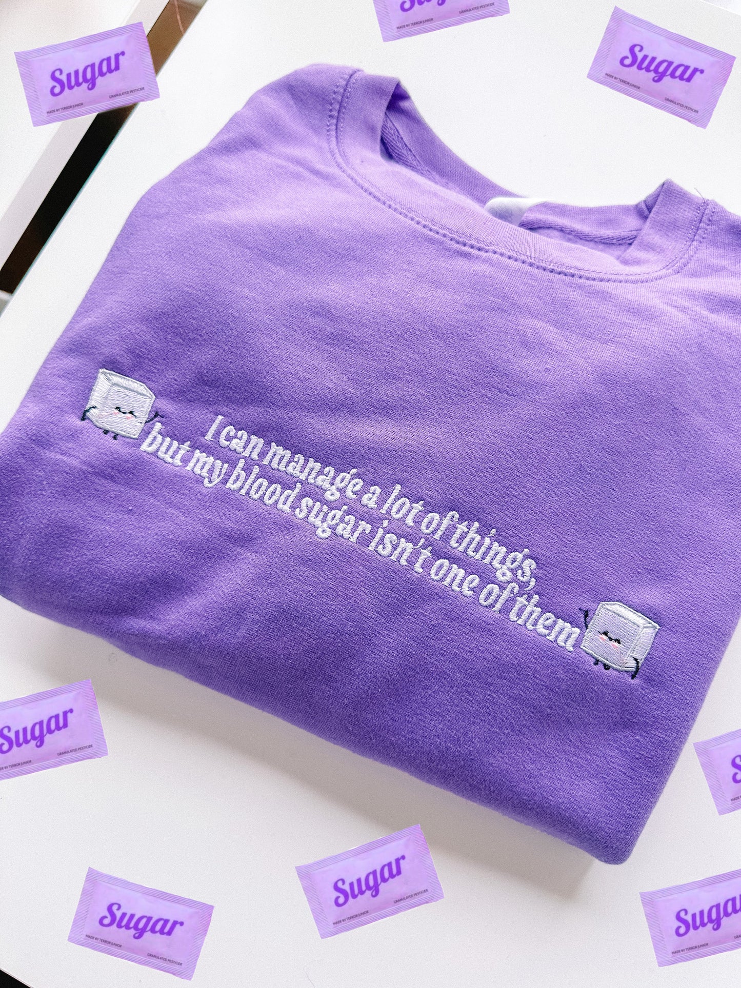 I Can't Manage My Blood Sugar embroidered crewneck