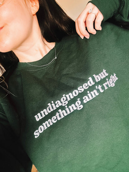 Undiagnosed But Something Ain’t Right embroidered crewneck sweatshirt