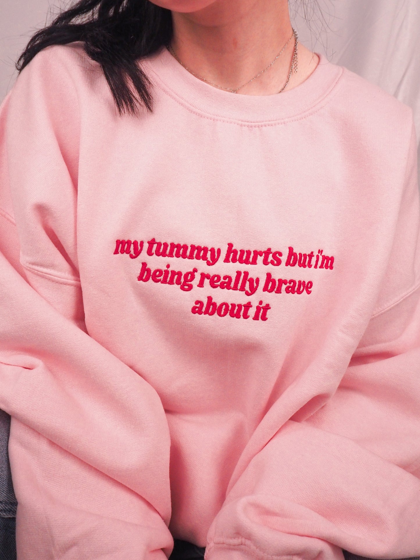 My Tummy Hurts embroidered crewneck sweatshirt
