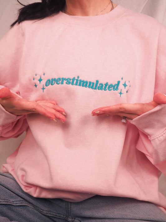 Overstimulated embroidered crewneck sweatshirt