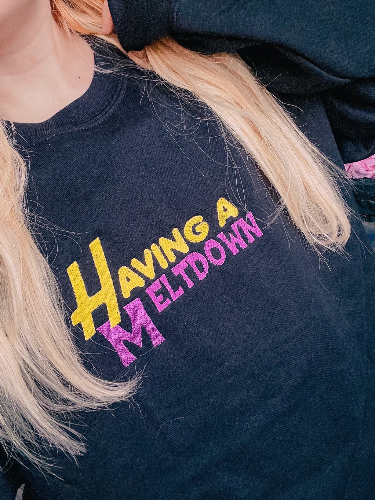 Having A Meltdown embroidered crewneck sweatshirt