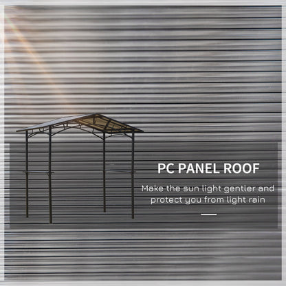 2.5 x 1.5m Outdoor Grill BBQ Gazebo Canopy with Side Shelves PC Roof Aluminium