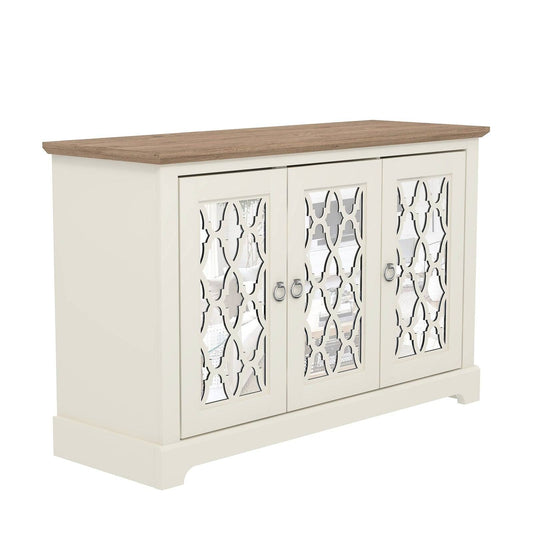 Honition Large Sideboard Ivory 3 Doors 4 Shelves