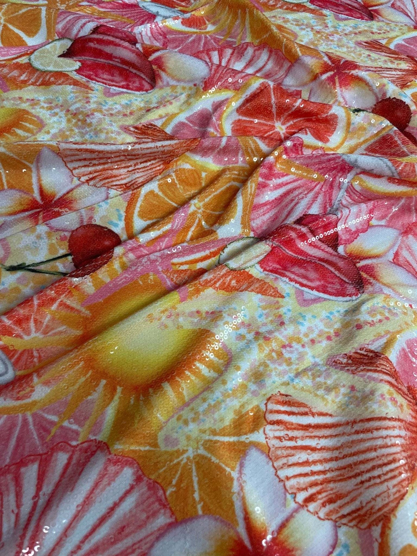 Tropical Citrus Sequin Fabric
