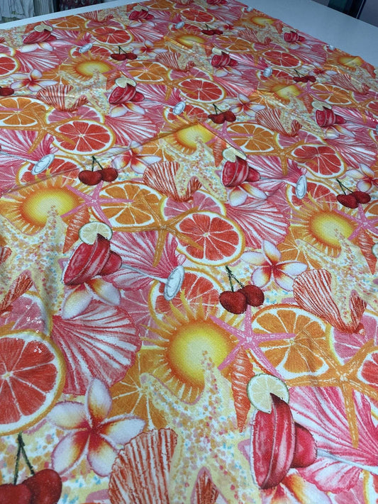 Tropical Citrus Sequin Fabric