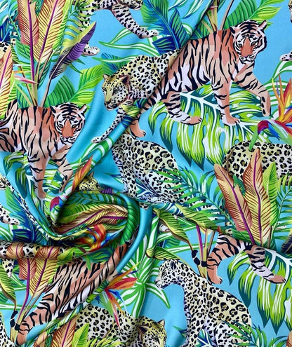 Tropical and Leopard Pattern Fabric Bundle – Fabric by Metre, Multiple Options for Sewing & Dressmaking