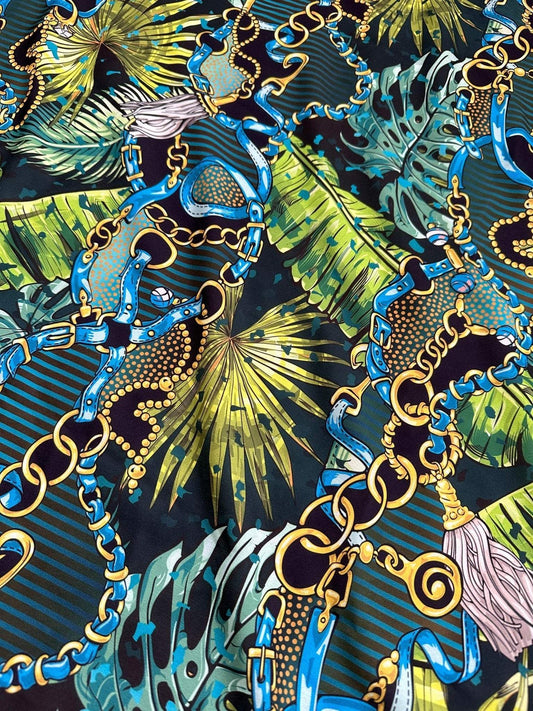 Vibrant Chain Belt Pattern Tropical Fabric