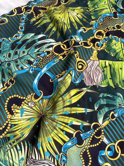 Vibrant Chain Belt Pattern Tropical Fabric
