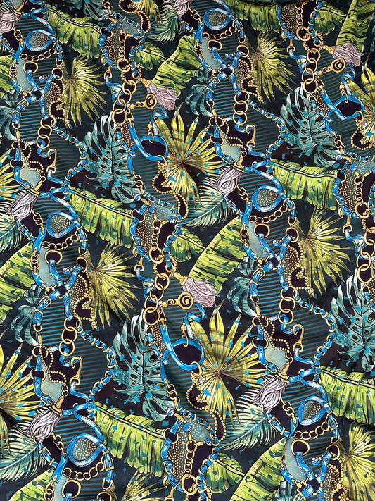 Vibrant Chain Belt Pattern Tropical Fabric
