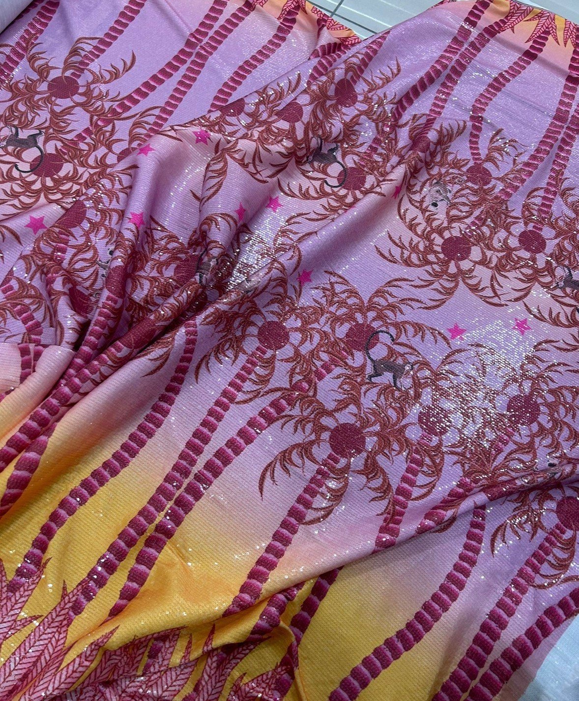 Tropical Tree Sequin Fabric