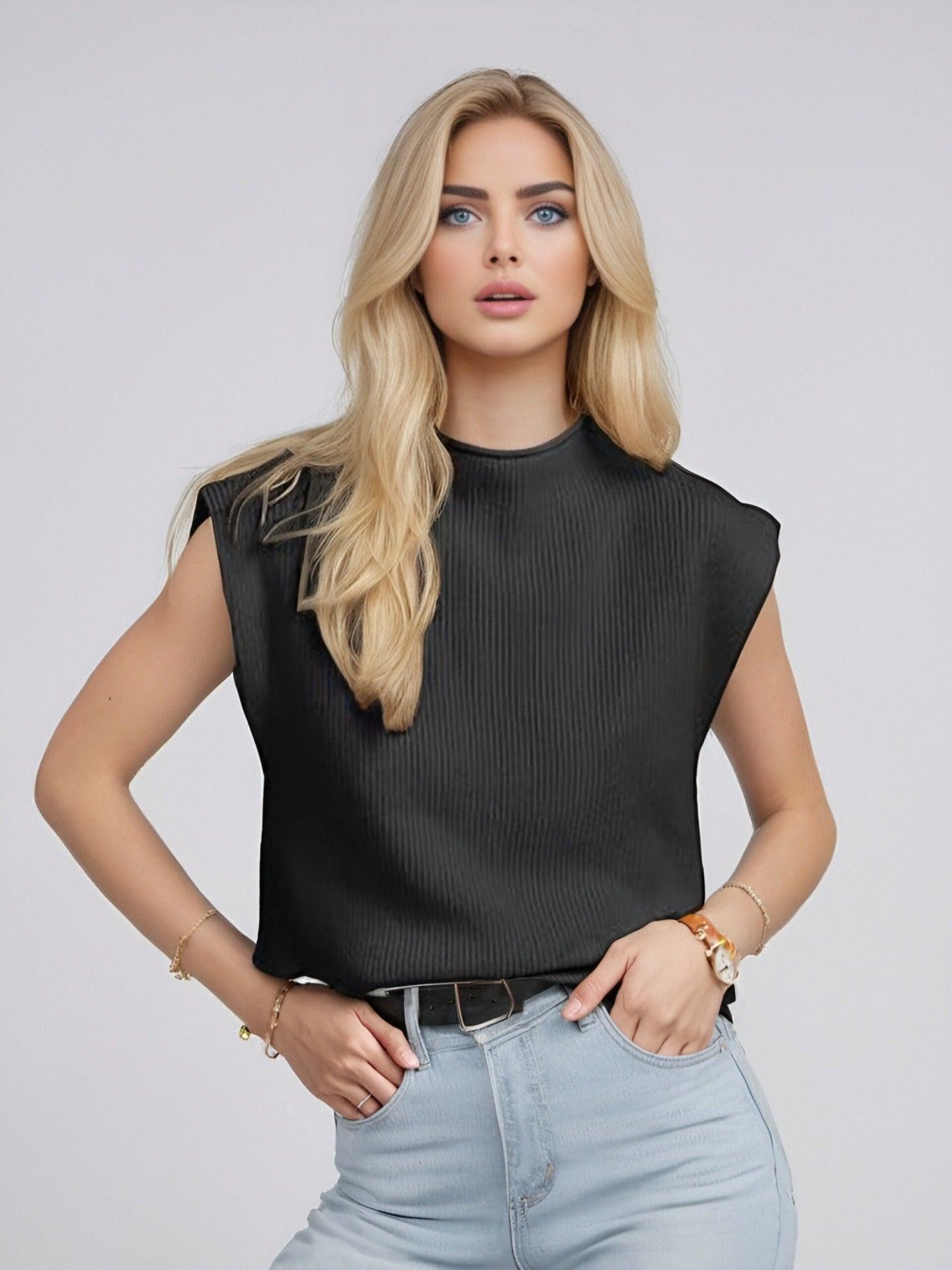 Turtleneck Vest Sweater – Abstract Pattern