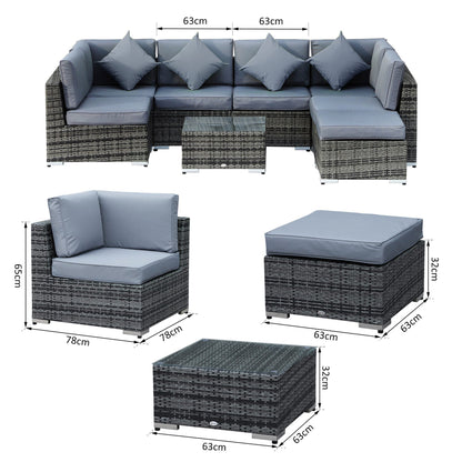 8-Pieces PE Rattan Corner Sofa Set with Thick Cushions