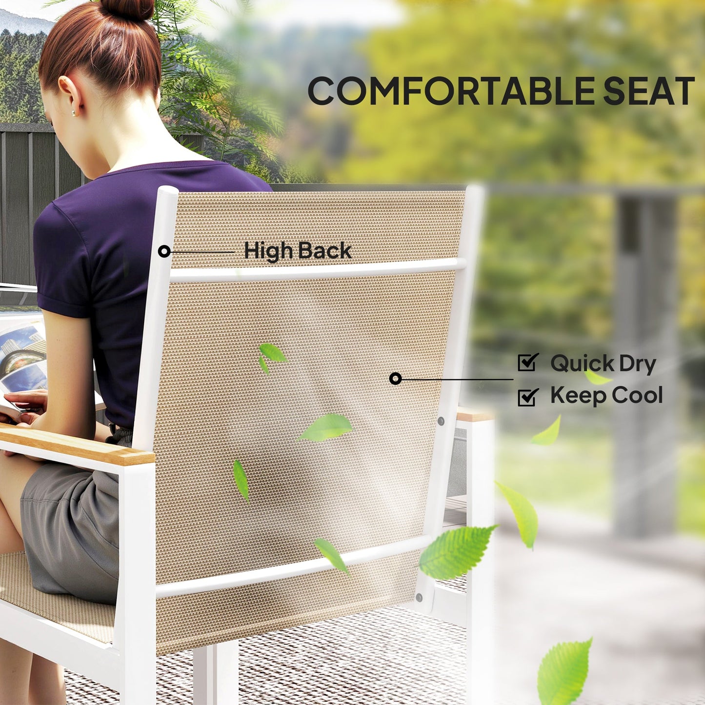 Outsunny 5 Piece Garden Table and Chairs with Tempered Glass Table Top