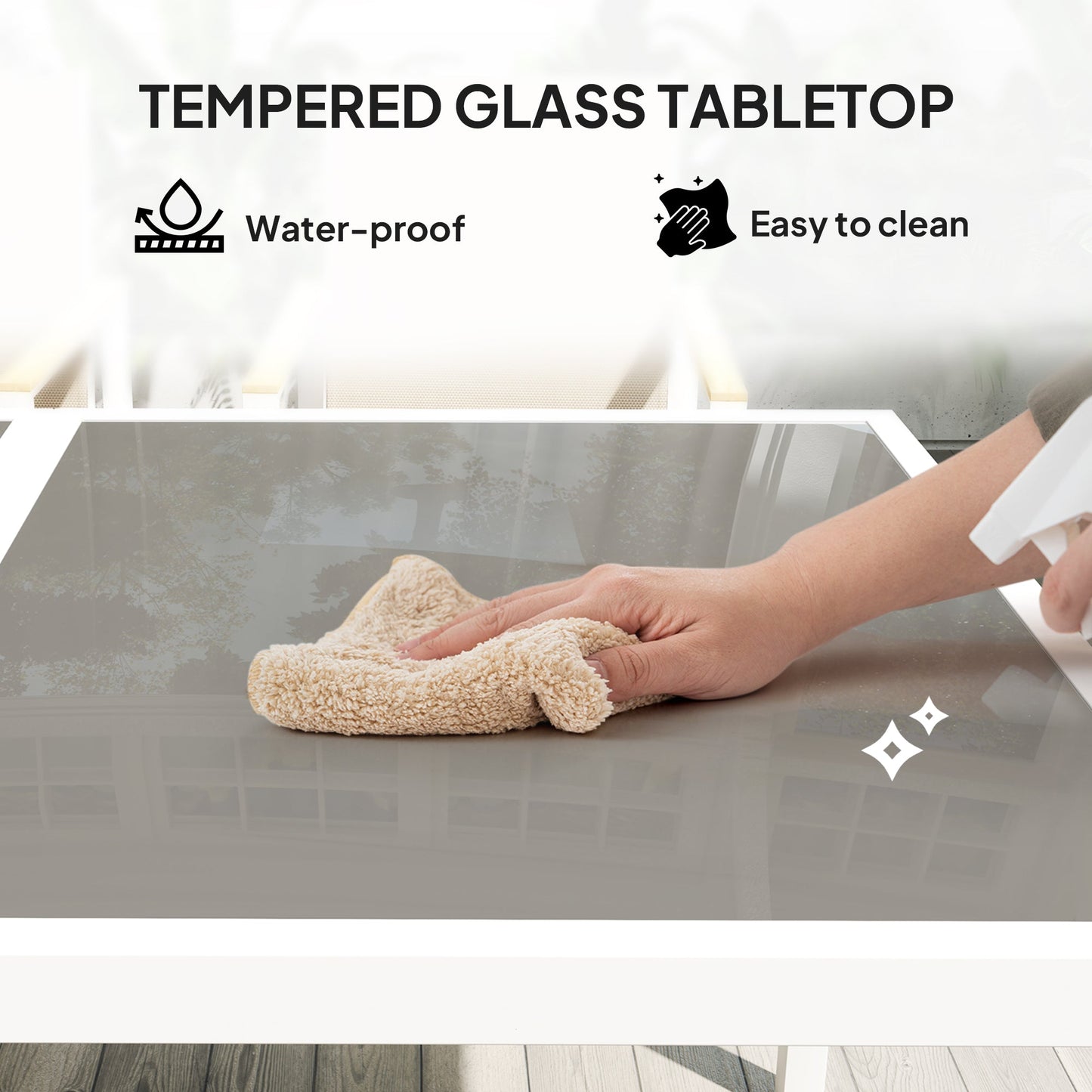 Outsunny 5 Piece Garden Table and Chairs with Tempered Glass Table Top