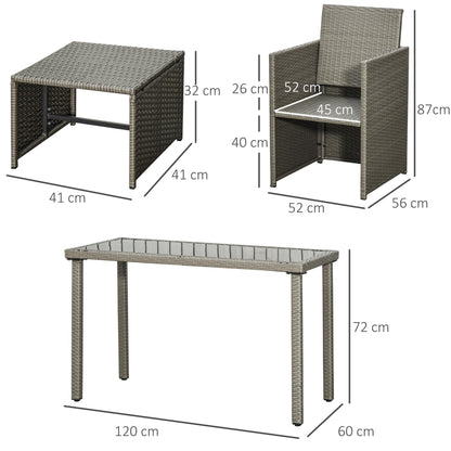 5-Pieces PE Rattan Dining Sets with Cushion