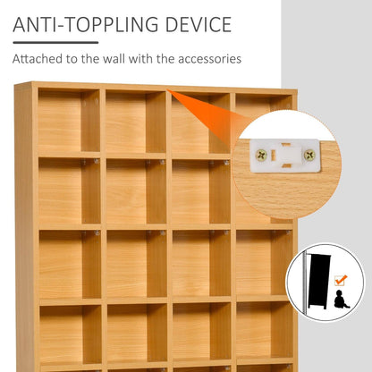 26-Section Multimedia Shelving Unit With Adjustable Shelves - Brown