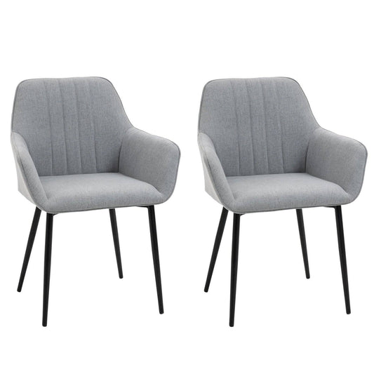 Dining Chairs Linen Fabric Accent Chairs Metal Legs
