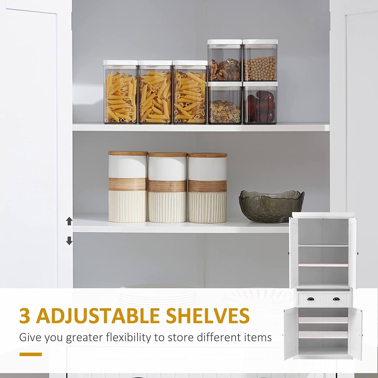 Traditional Kitchen Cupboard Freestanding Storage Cabinet with Drawer