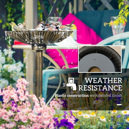 Outsunny 81cm Tall Bird Bath with 2 Decorative Birds for Garden