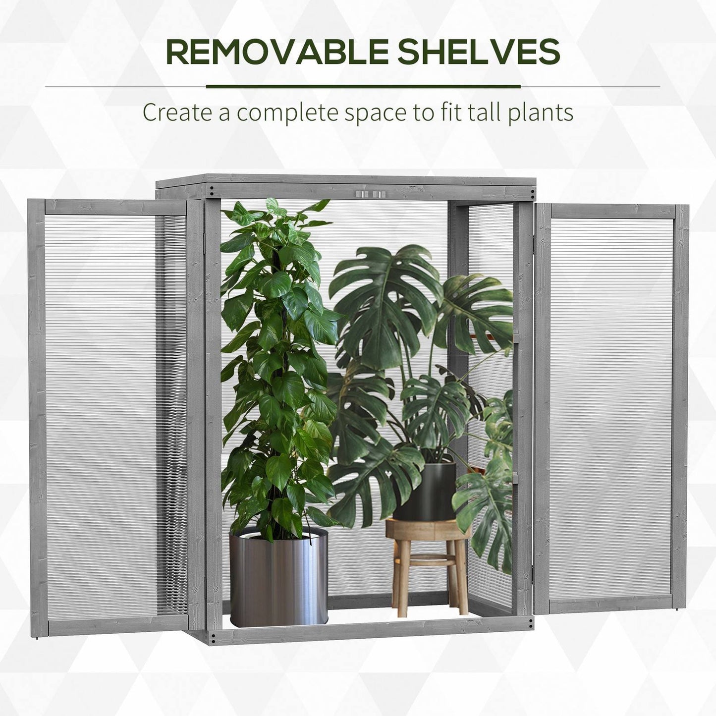 3-tier Wood Greenhouse Garden Polycarbonate Cold Frame Grow House w/ Storage Shelf for Plants