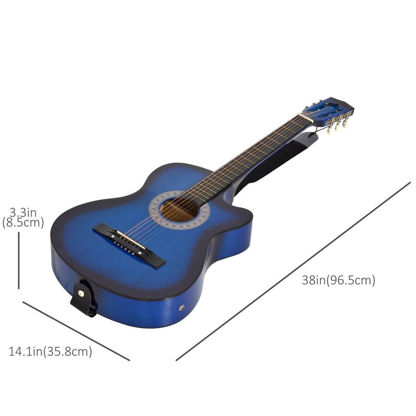 38" Beginners Basswood Acoustic Guitar Blue