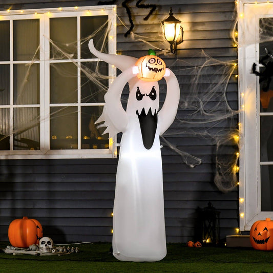 Inflatable Halloween Floating Ghost Pumpkin Outdoor Decoration w/ LED Lights 6FT