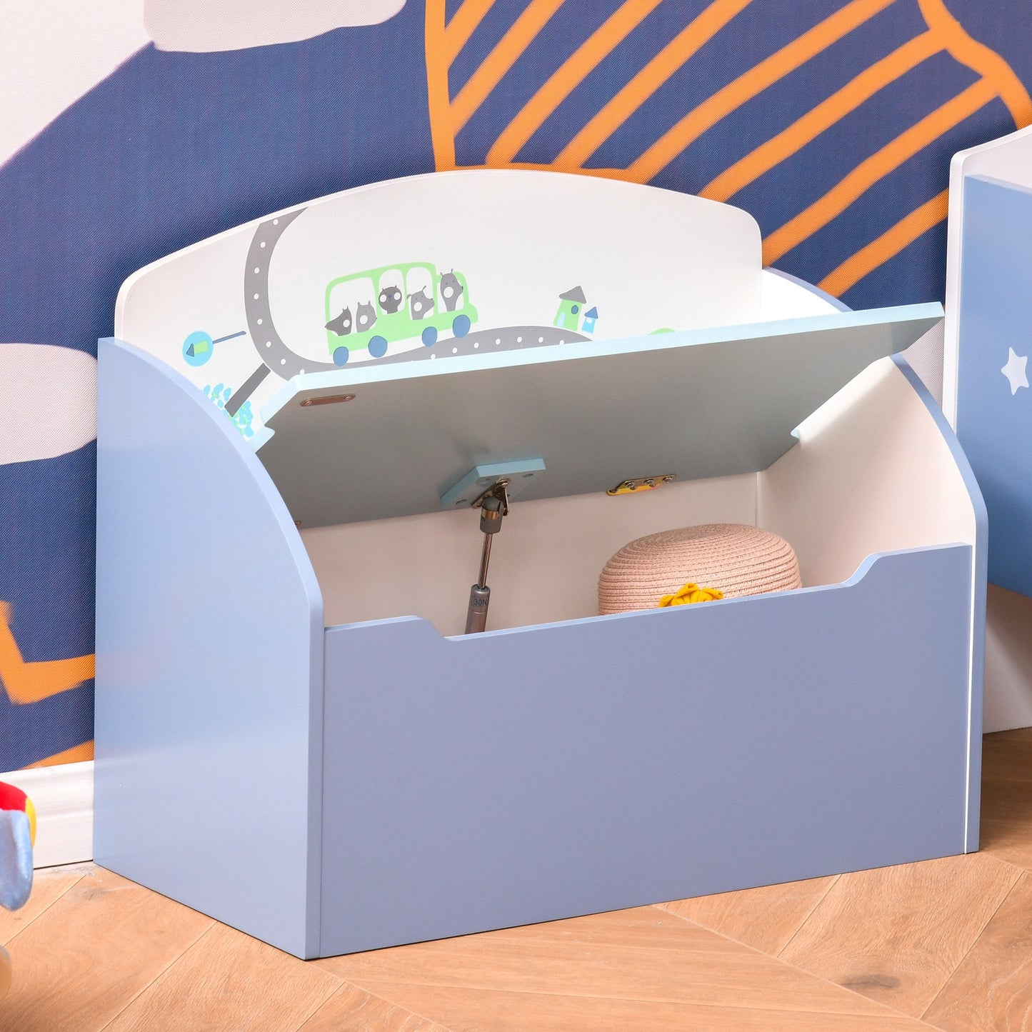 Kids Two-In-One Toy Storage Box and Seat  Blue