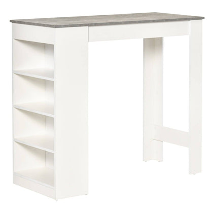 Bar Table Coffee Table Kitchen Dining Table with 4-Tier Storage Shelf for Kitchen