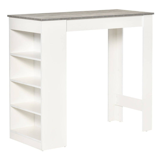 Bar Table Coffee Table Kitchen Dining Table with 4-Tier Storage Shelf for Kitchen