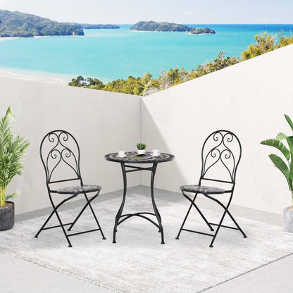 3-Piece Garden Bistro Set with Coffee Table and 2 Folding Chairs