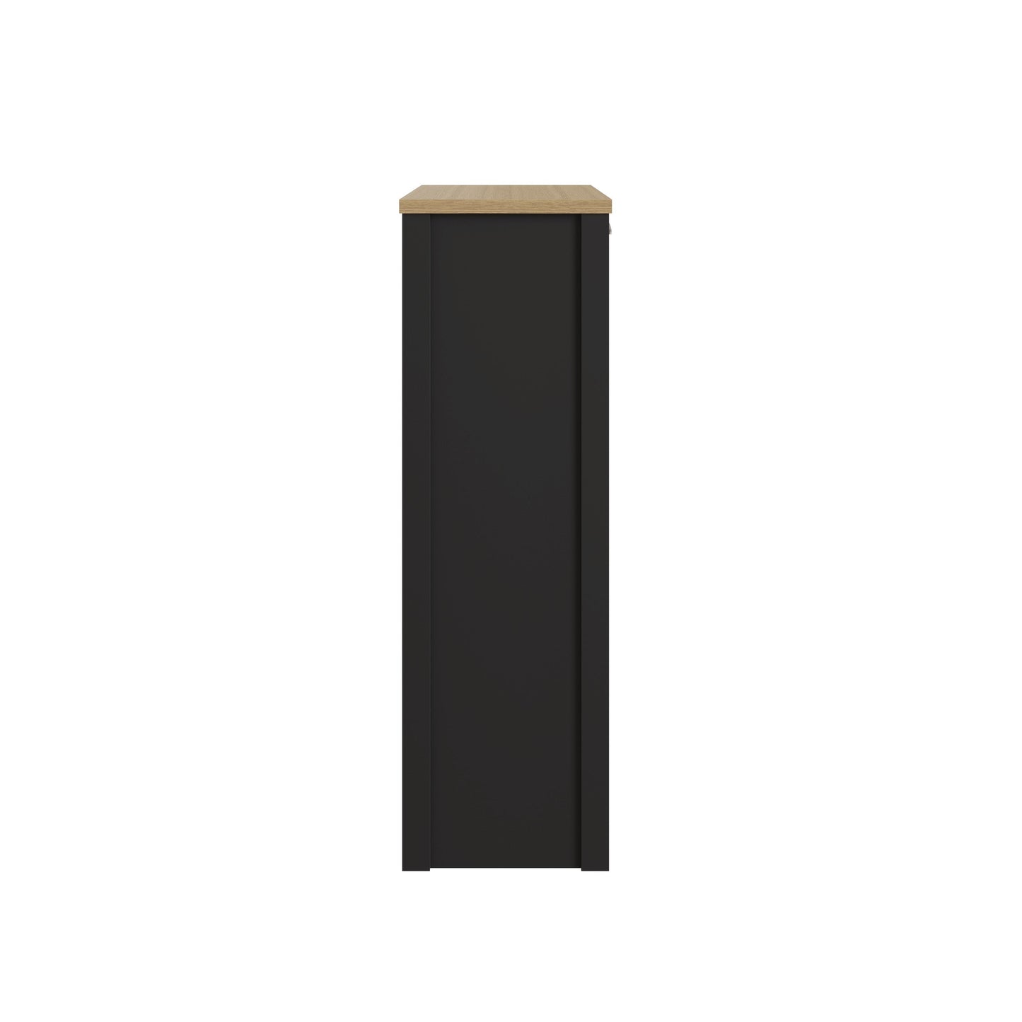 Lancaster Tall Shoe Storage Black & Oak 2 Doors 6 Shelves